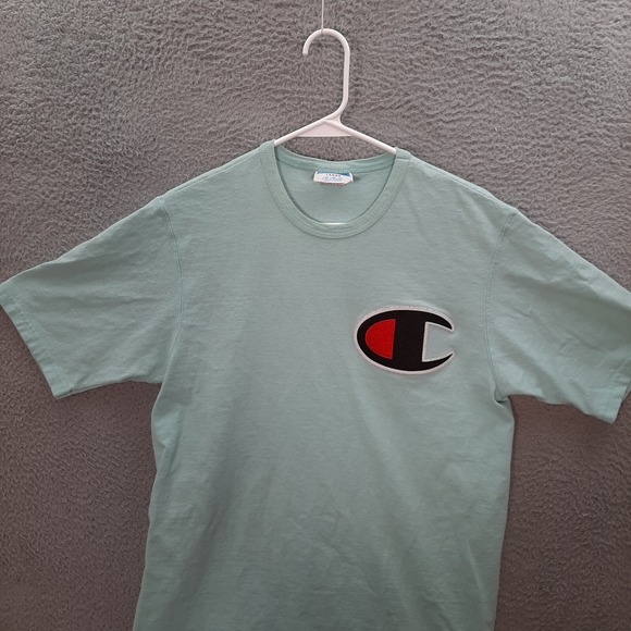 Vintage Champion Shirt Adult Large Blue Big Logo Y2K 2000s Sports Retro Tee - Picture 7 of 10